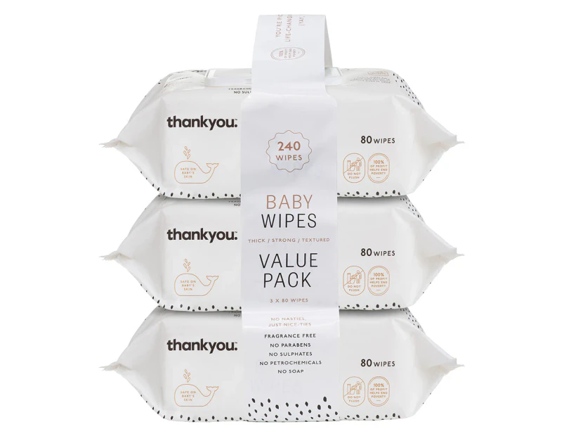 Thankyou. Thick Baby Wipes Value 240pk