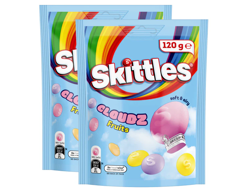 2 x Skittles Cloudz Fruits Chewy Lollies 120g