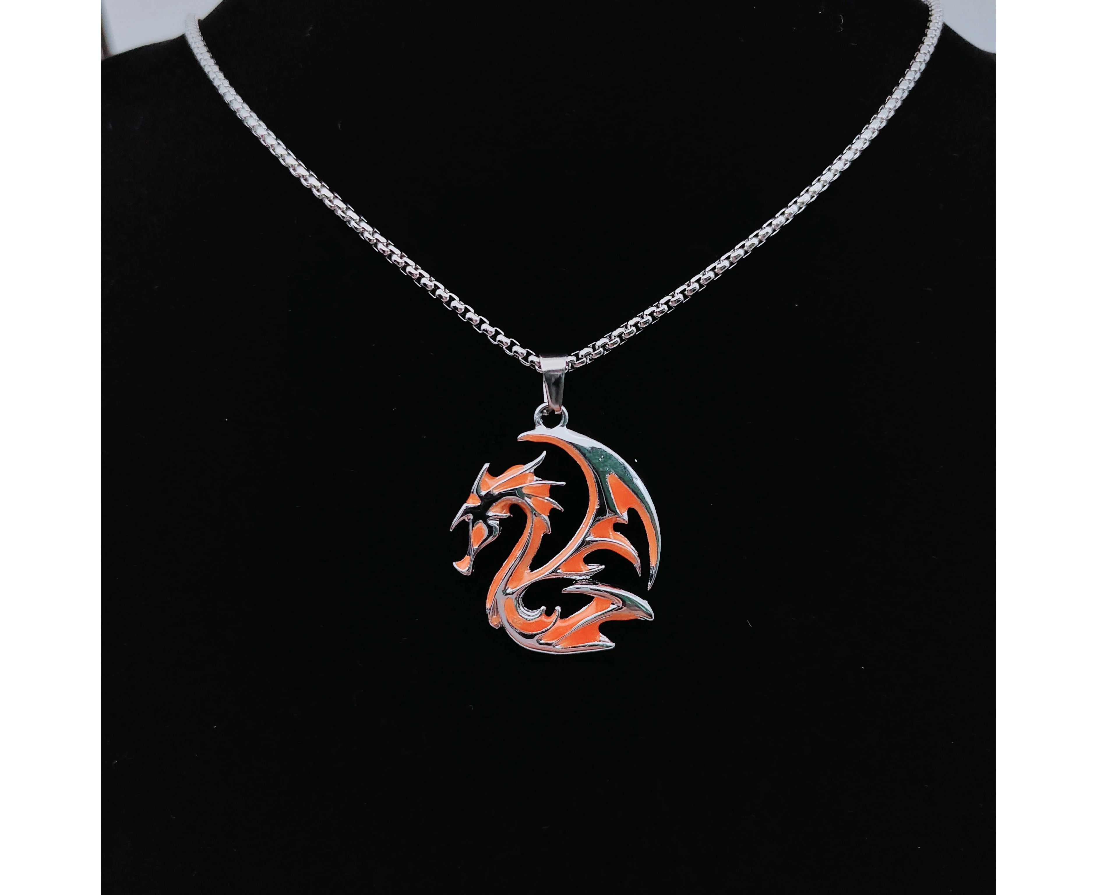 Glow in the Dark Tribal Dragon Pendant and necklace