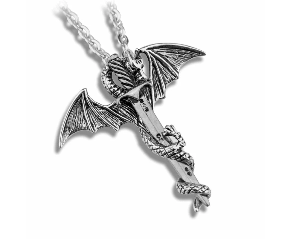 Alloy Dragon Cross with Sword Pendant and Chain