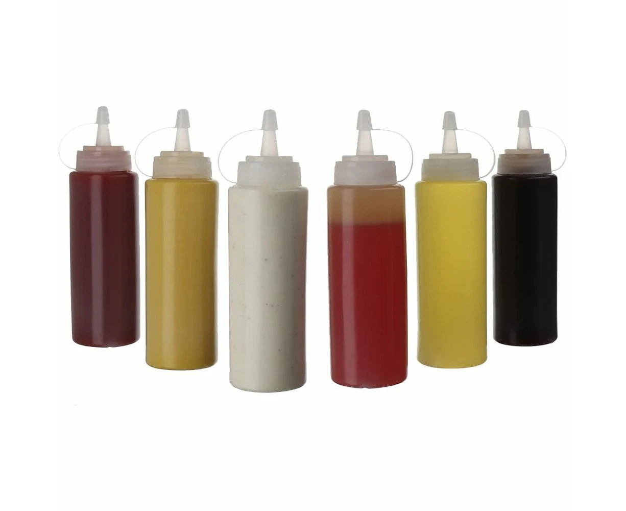 250Ml Plastic Squeeze Bottles Set Of 6 Bpa-Free Transparent Screw Caps Ideal For Sauces Ketchup Mayo Bbq Cooking