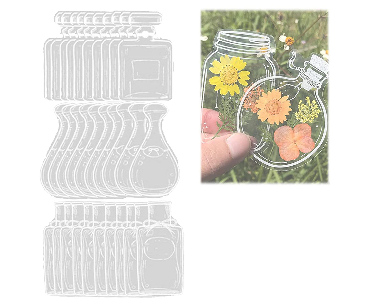 Diy Dried Flower Bookmarks 30Pcs Transparent Homemade Beautiful Glassware Stickers