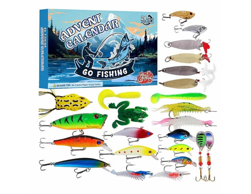 24 Days Christmas Countdown Fishing Lures Set Christmas Advent Calendar Xmas Surprise Fish Tackle Set