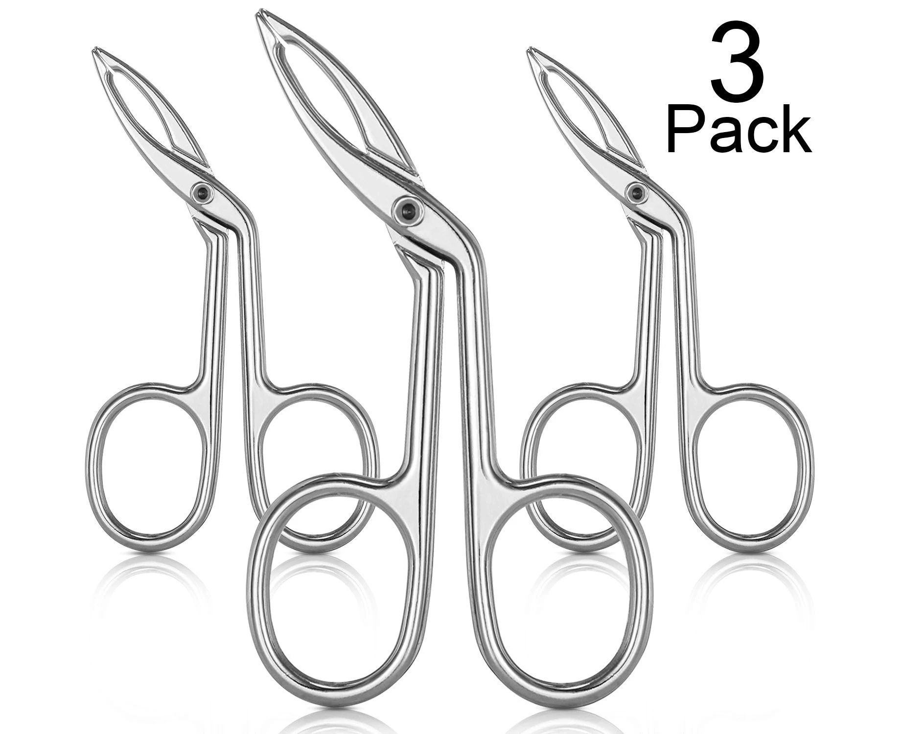 3 Packs Eyebrow Tweezers, Scissors Shaped Eyebrow Straight Tip Tweezers Clip, Flat Tip Tweezers Hair Plucker