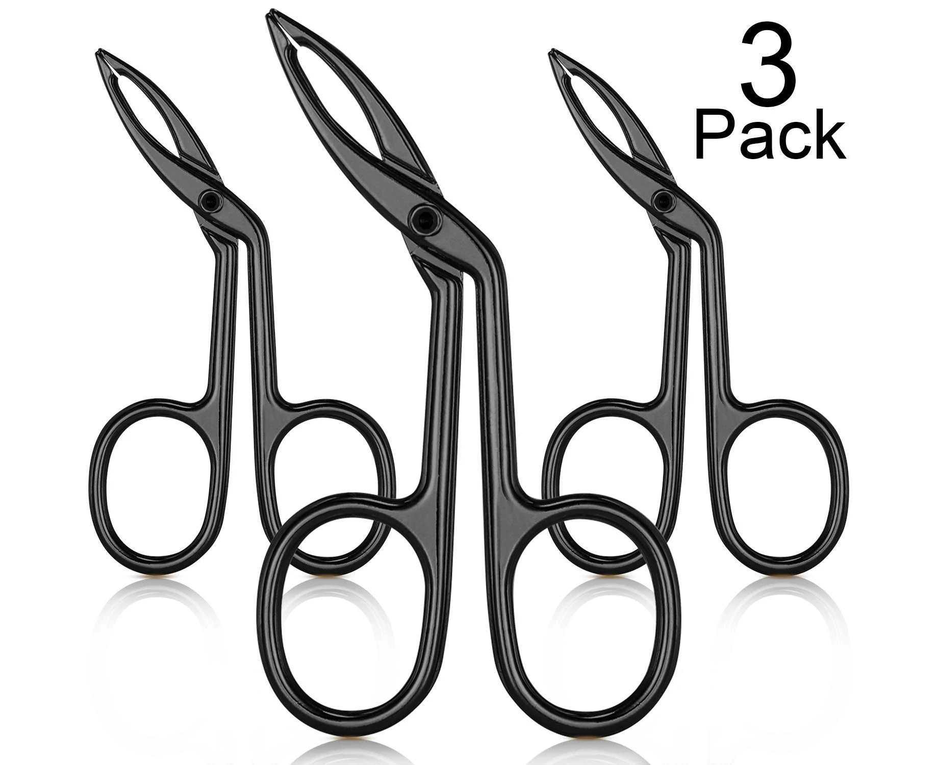 3 Packs Eyebrow Tweezers, Scissors Shaped Eyebrow Straight Tip Tweezers Clip, Flat Tip Tweezers Hair Plucker