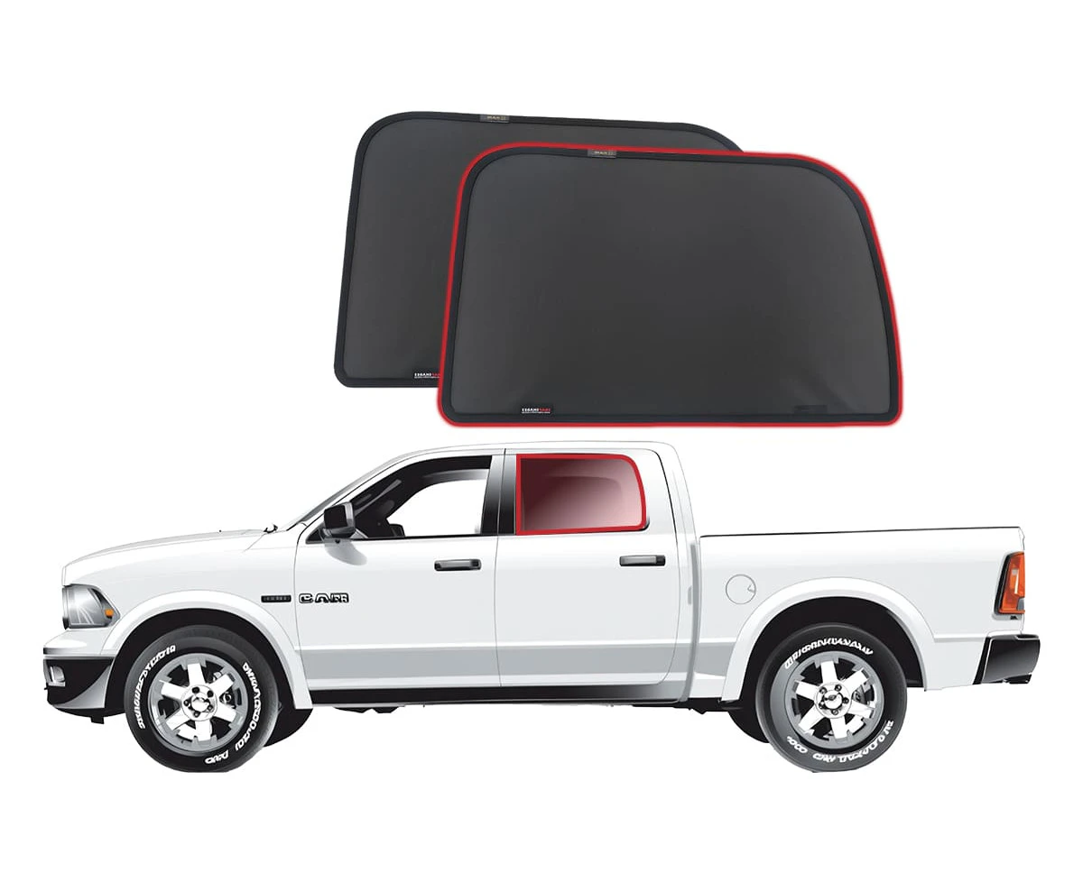 GENUINE | SNAPSHADES Car Rear Window Shades for Dodge RAM Classic (DS; 2008-Present) | RAM HD 2500/3500/4500/5500 Crew Cab 4th Gen Shades (DJ; 2008-2019)