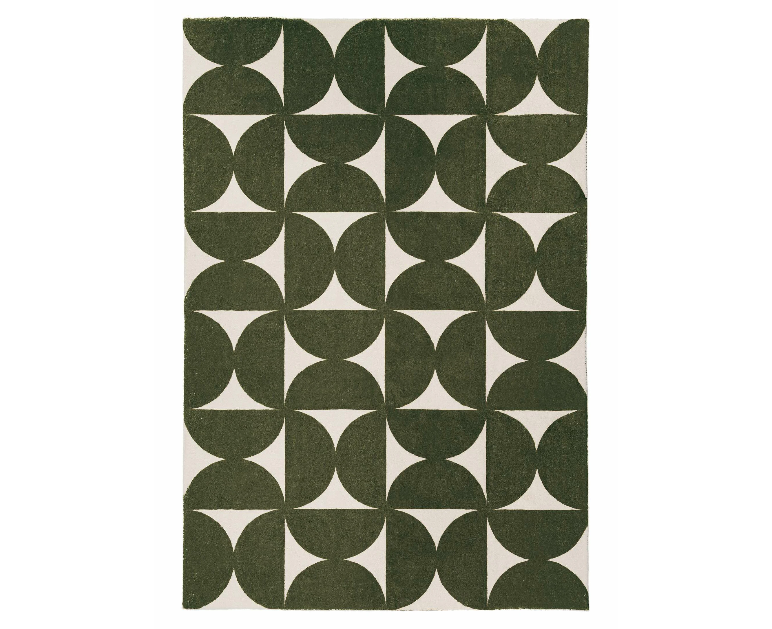 Jardime Green and Ivory Geometric Washable Rug