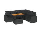 vidaXL 7 Piece Garden Sofa Set with Cushions Black Poly Rattan