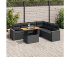 vidaXL 7 Piece Garden Sofa Set with Cushions Black Poly Rattan