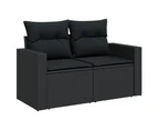 vidaXL 7 Piece Garden Sofa Set with Cushions Black Poly Rattan