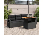 vidaXL 5 Piece Garden Sofa Set with Cushions Black Poly Rattan