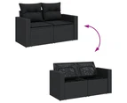 vidaXL 7 Piece Garden Sofa Set with Cushions Black Poly Rattan