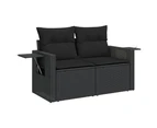 vidaXL 5 Piece Garden Sofa Set with Cushions Black Poly Rattan