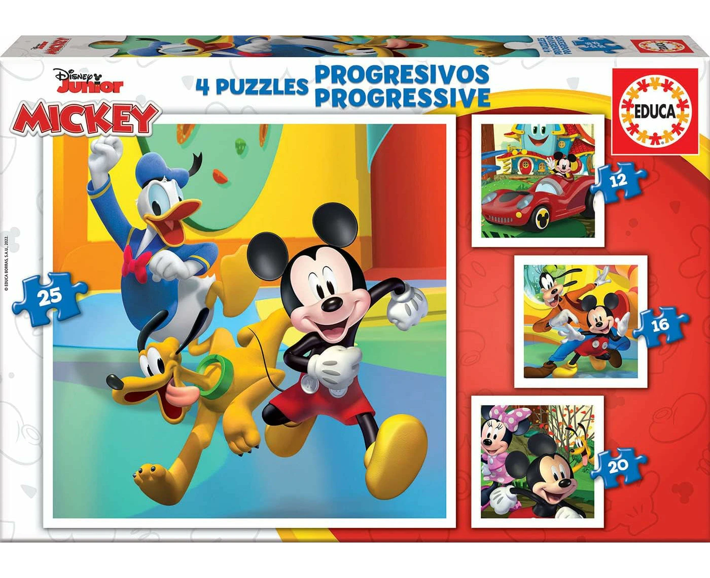 Mickey & Friends Progressive Puzzle Set | 12, 16, 20, 25 Pieces | Fun for Kids | Disney Educational Toy | Perfect Christmas Present | Assorted