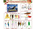 Fishing Advent Calendar, 24 Days of Christmas Countdown Calendar with Fishing Lures Set for Fisher Men Dad