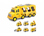 Kid Transport Toy Truck Set with 6 Mini Cars LED Sound Vehicle-Yellow