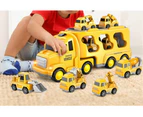 Kid Transport Toy Truck Set with 6 Mini Cars LED Sound Vehicle-Yellow