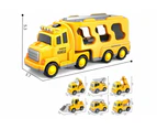 Kid Transport Toy Truck Set with 6 Mini Cars LED Sound Vehicle-Yellow