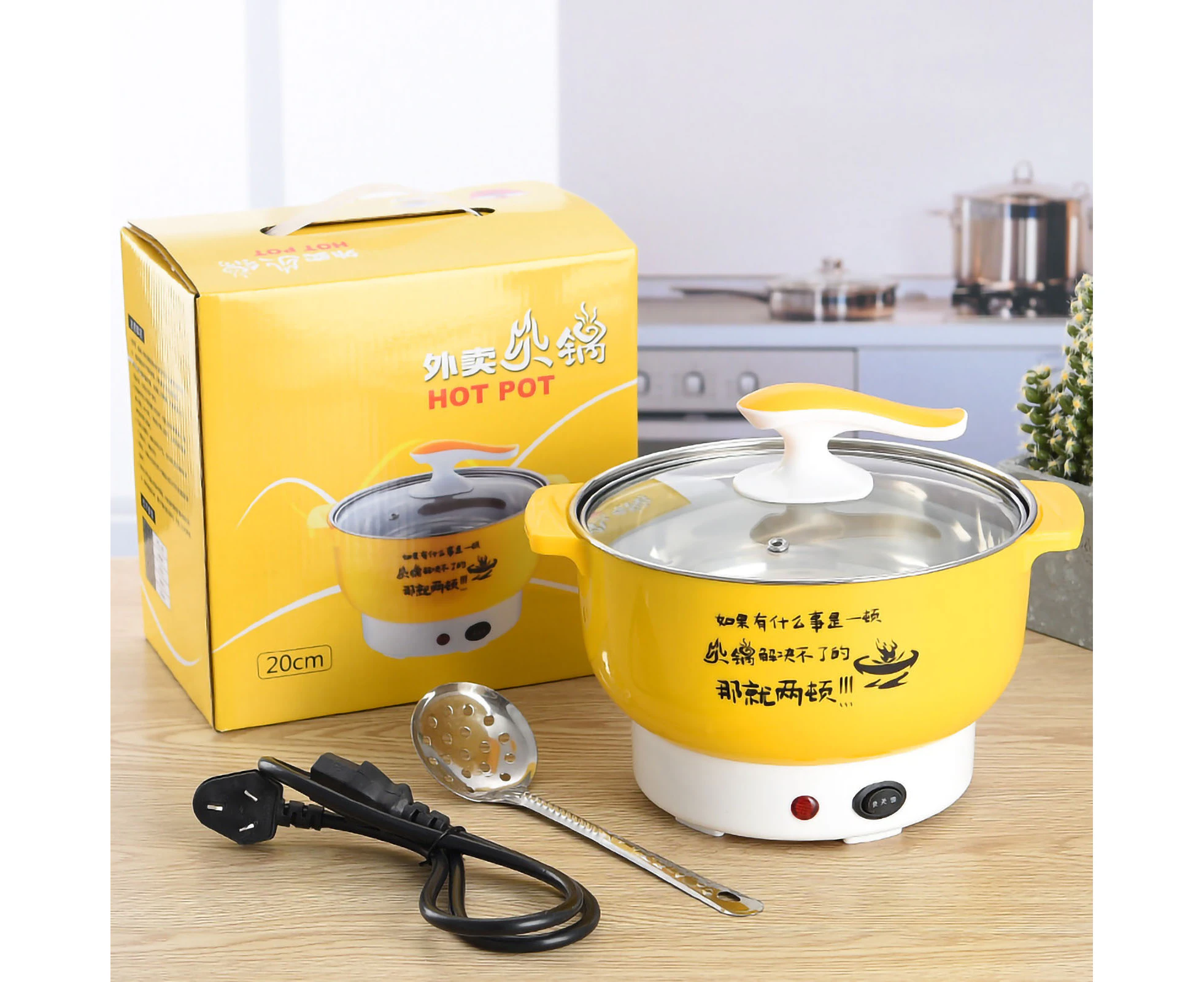 Electric Cooking Pot 1.8L 400 To 800W Stainless Steel Inner Wall 2 Modes Overheating Protection Electric Cooker