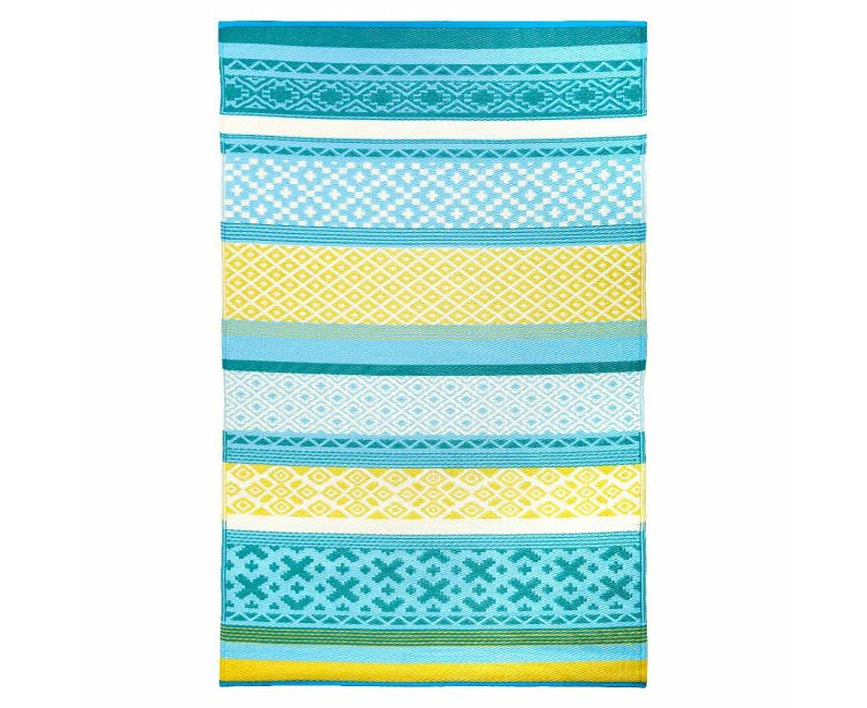 Tromso Multicoloured Blue Scandinavian Recycled Plastic Outdoor Rug