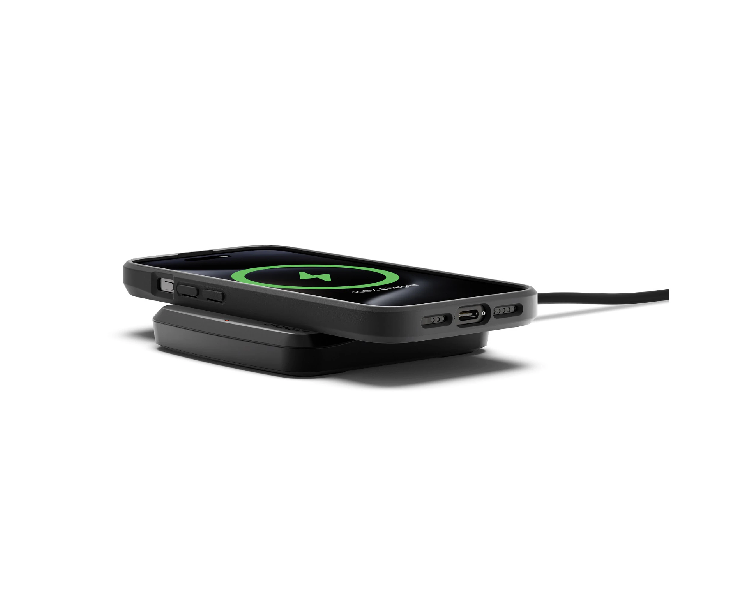 Cygnett ChargeBase 15W Wireless Phone Charger - Black (CY4652PPWIR), Compact, Slim, Raised Charging Platform, 1.5M USB-C Cable, Supports Qi Wireless