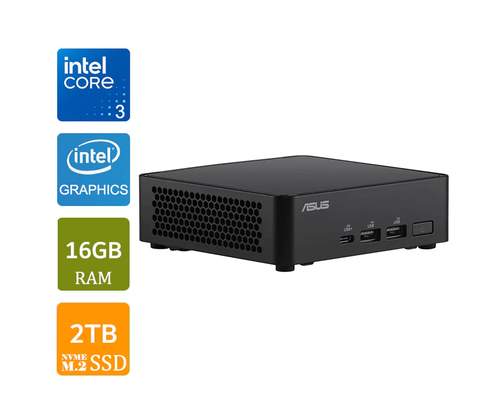 Asus NUC 14 Pro Mini PC, Intel Core 3 100U, 16GB RAM, 2TB NVMe SSD, Slim Kit [RNUC14RVKI300000I-A5]