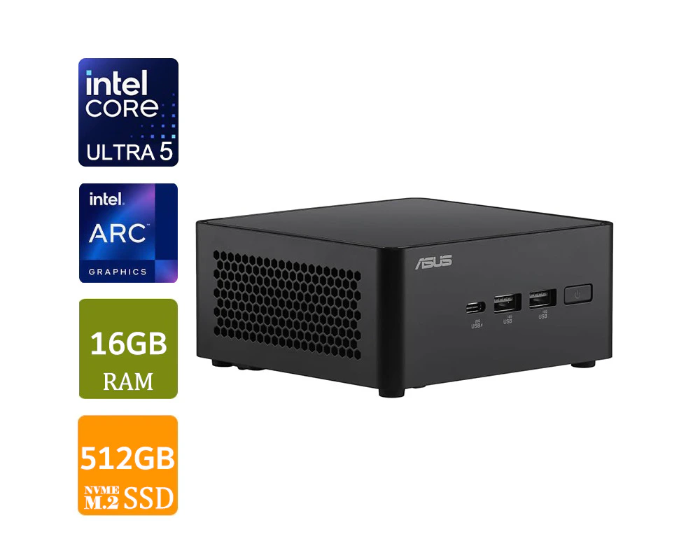 Asus NUC 14 Pro Mini PC, Intel Core Ultra 5, 16GB RAM, 512GB NVMe SSD, W11P, Tall Kit [RNUC14RVHU500000I-P3]