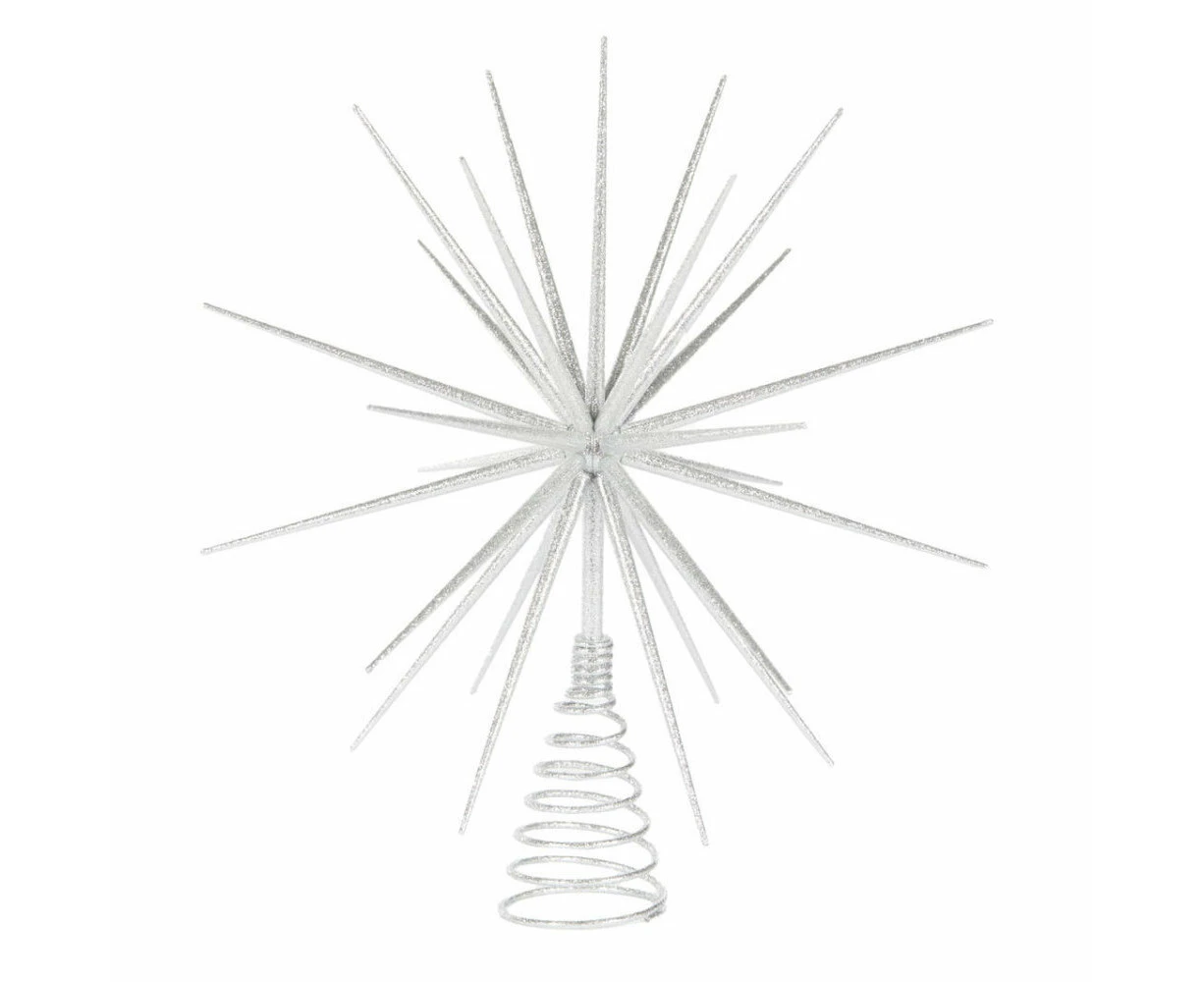 Holly & Ivy 3D Starburst Tree Topper Silver 31cm