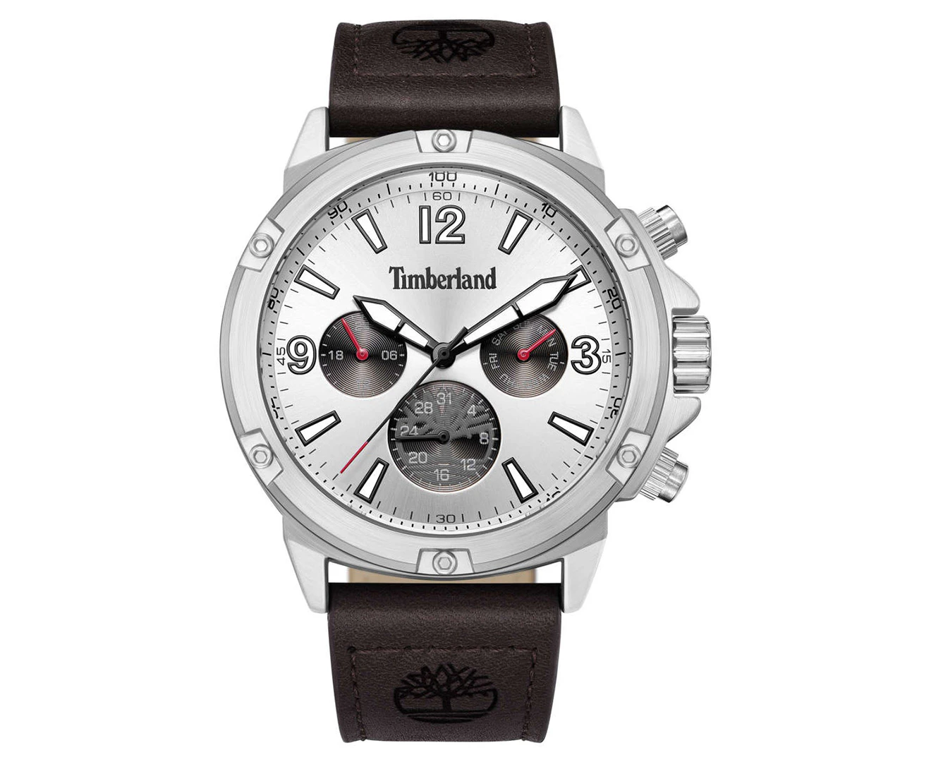 Timberland Men's 46mm Dress Sport Leather Watch - Dark Brown/Silver