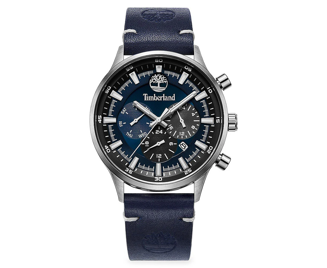 Timberland Men's 44mm Dress Sport Leather Watch - Dark Blue/Black/Silver