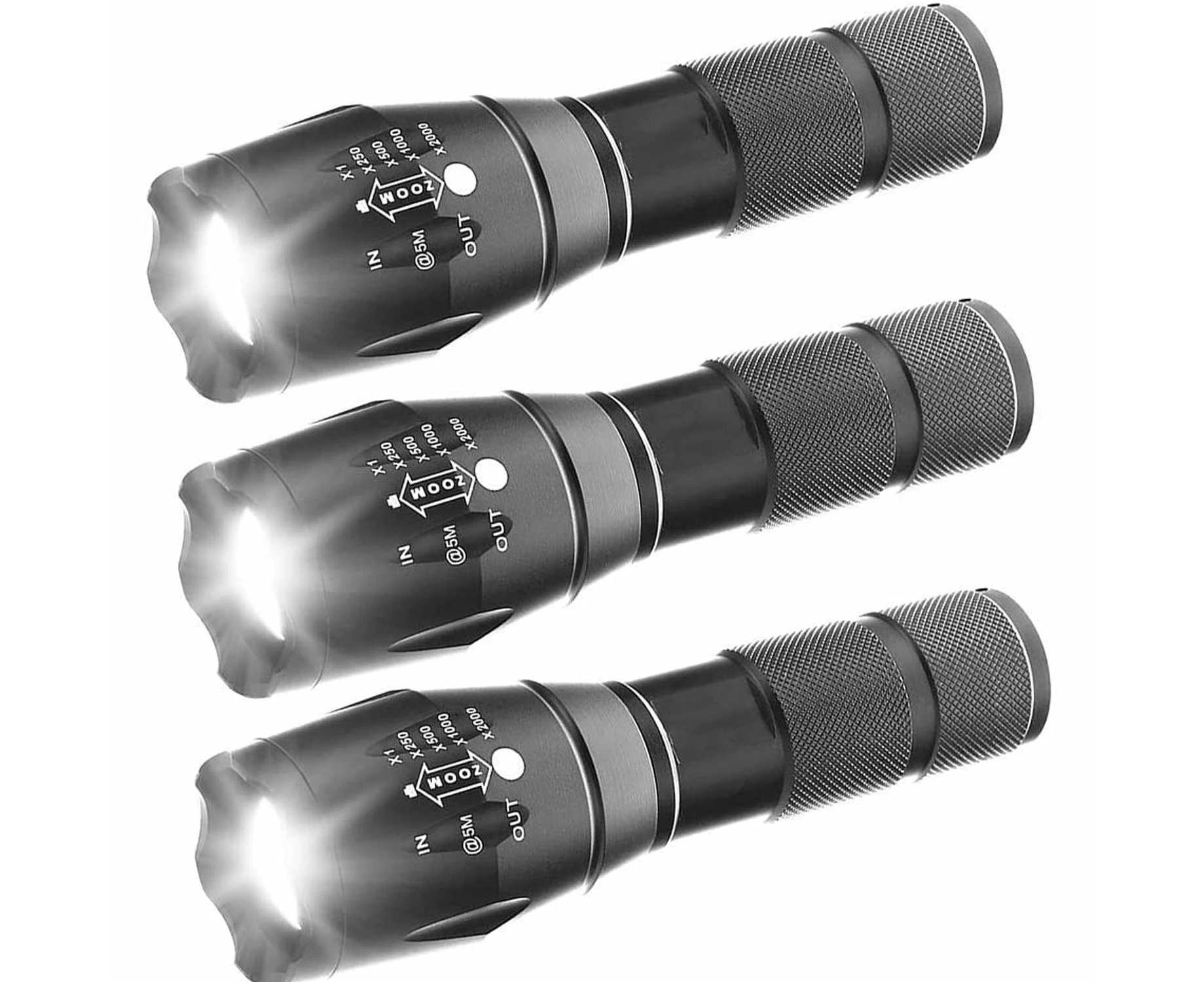 3X High Lumens XML T6 Flashlights with Adjustable Focus 5 Light Modes Water Resistant