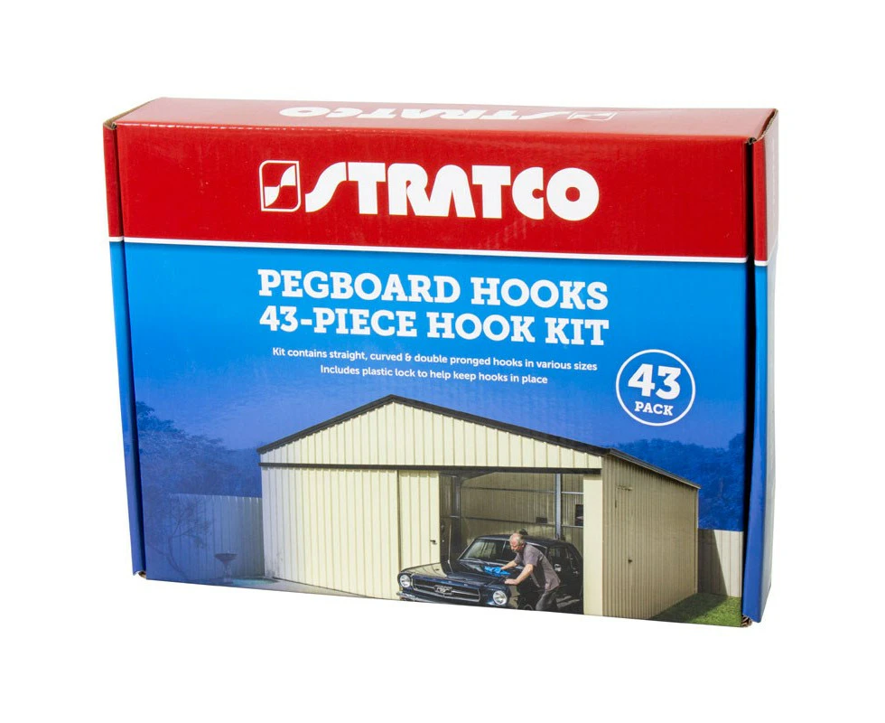 Stratco Pegboard Hooks Assorted Kit 43 Pieces For Hand Tool Organisation