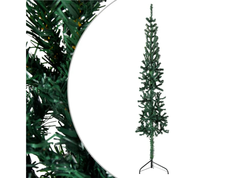 Slim Artificial Half Christmas Tree with Stand Green 180 cm