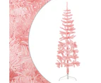 vidaXL Slim Artificial Half Christmas Tree with Stand - Pink