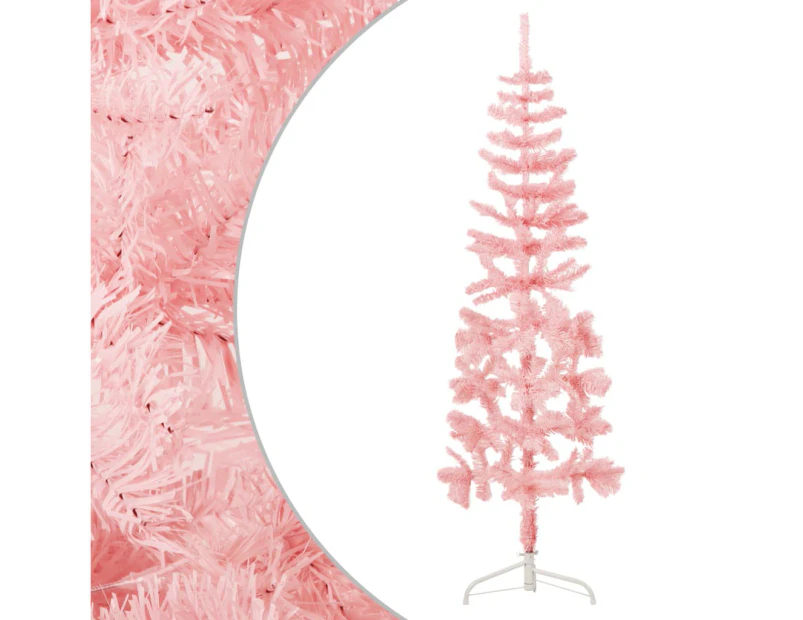 vidaXL Slim Artificial Half Christmas Tree with Stand - Pink