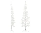 vidaXL Slim Artificial Half Christmas Tree with Stand - White