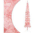 vidaXL Slim Artificial Half Christmas Tree with Stand - Pink