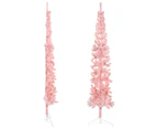 vidaXL Slim Artificial Half Christmas Tree with Stand - Pink