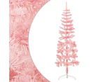 vidaXL Slim Artificial Half Christmas Tree with Stand - Pink