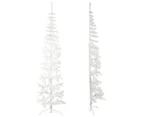 vidaXL Slim Artificial Half Christmas Tree with Stand - White