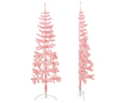 vidaXL Slim Artificial Half Christmas Tree with Stand - Pink