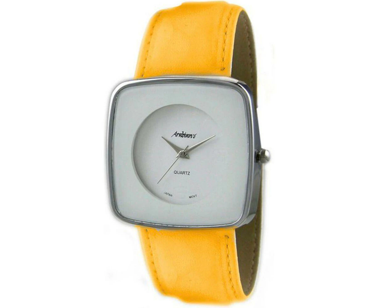 Arabians Dbp2045y Unisex Leather Strap Watch Yellow