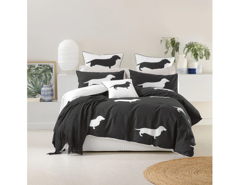 Dachshund Charcoal Quilt Cover Set by Bianca