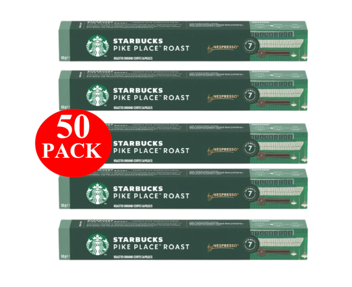 Starbucks By Nespresso Pike Place Roast Coffee Pods Capsules 50 Pack