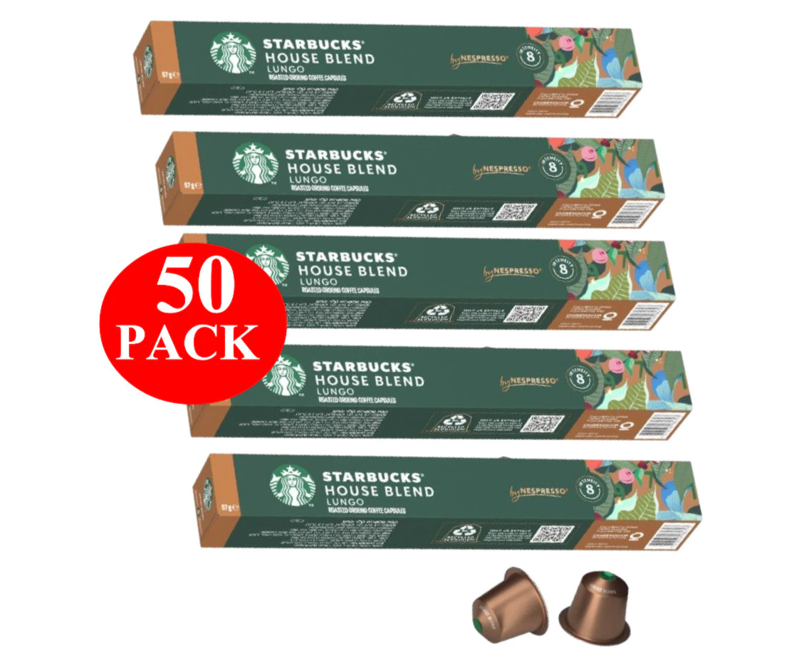 Starbucks By Nespresso House Blend Coffee Pods Capsules 50 Pack