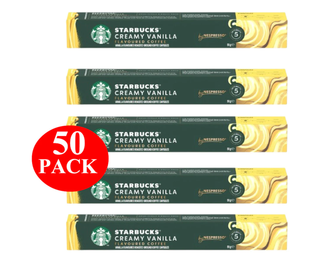 Starbucks By Nespresso Creamy Vanilla Flavoured Coffee Pods Capsules 50 Pack