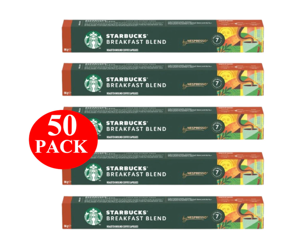 Starbucks By Nespresso Breakfast Blend Coffee Pods Capsules 50 Pack