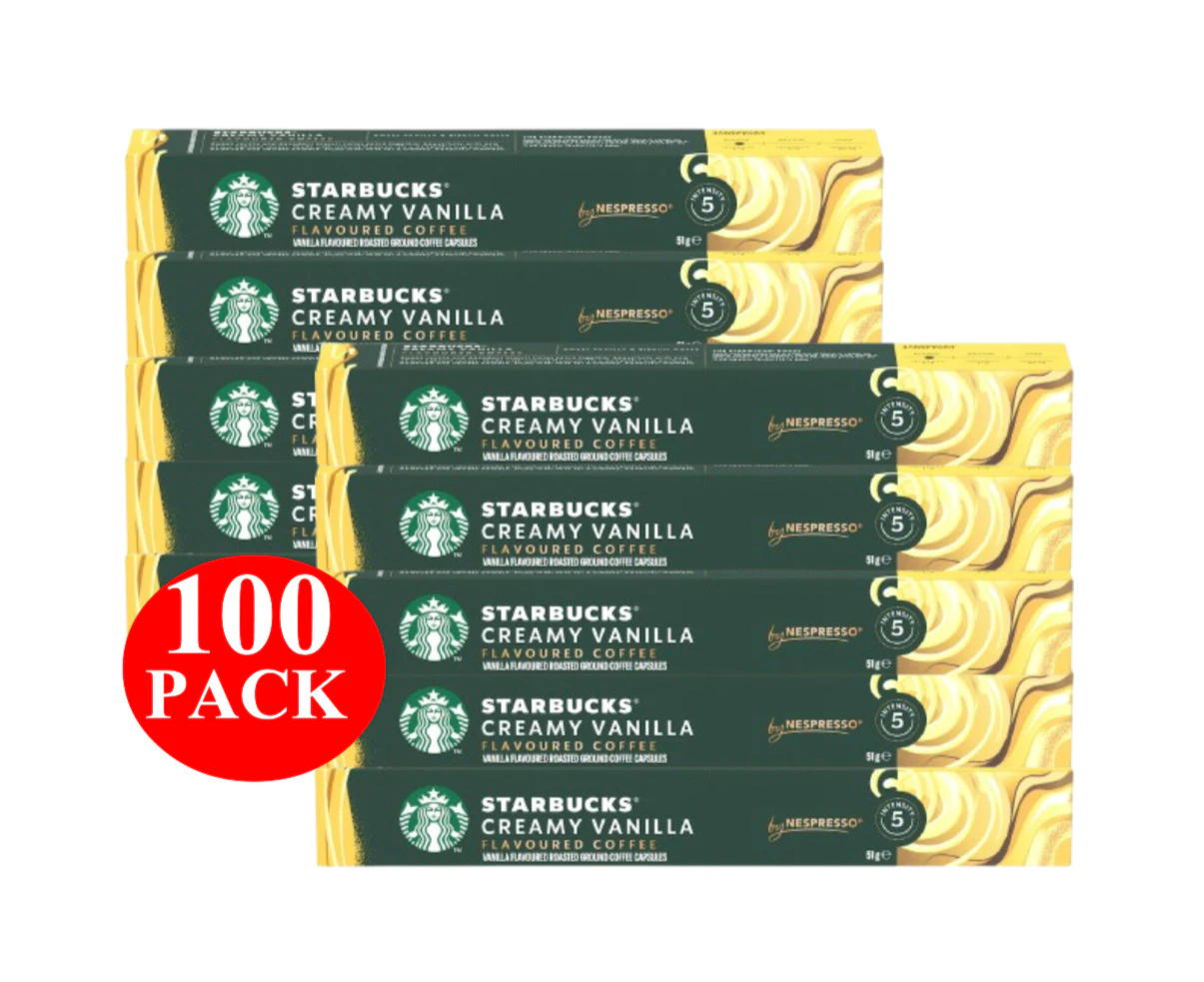 Starbucks By Nespresso Creamy Vanilla Flavoured Coffee Pods Capsules 100 Pack