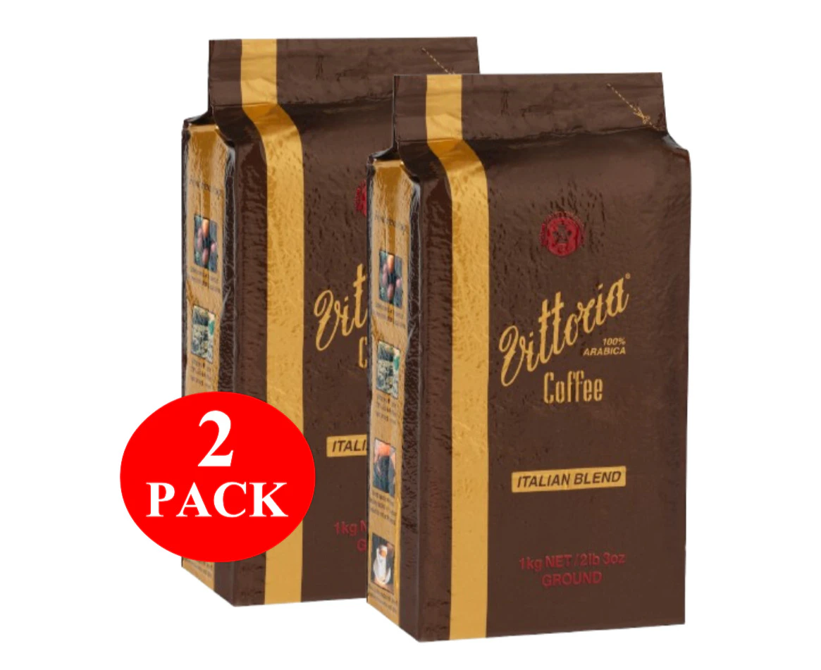 2 x Vittoria Ground Coffee Italian Blend 1kg