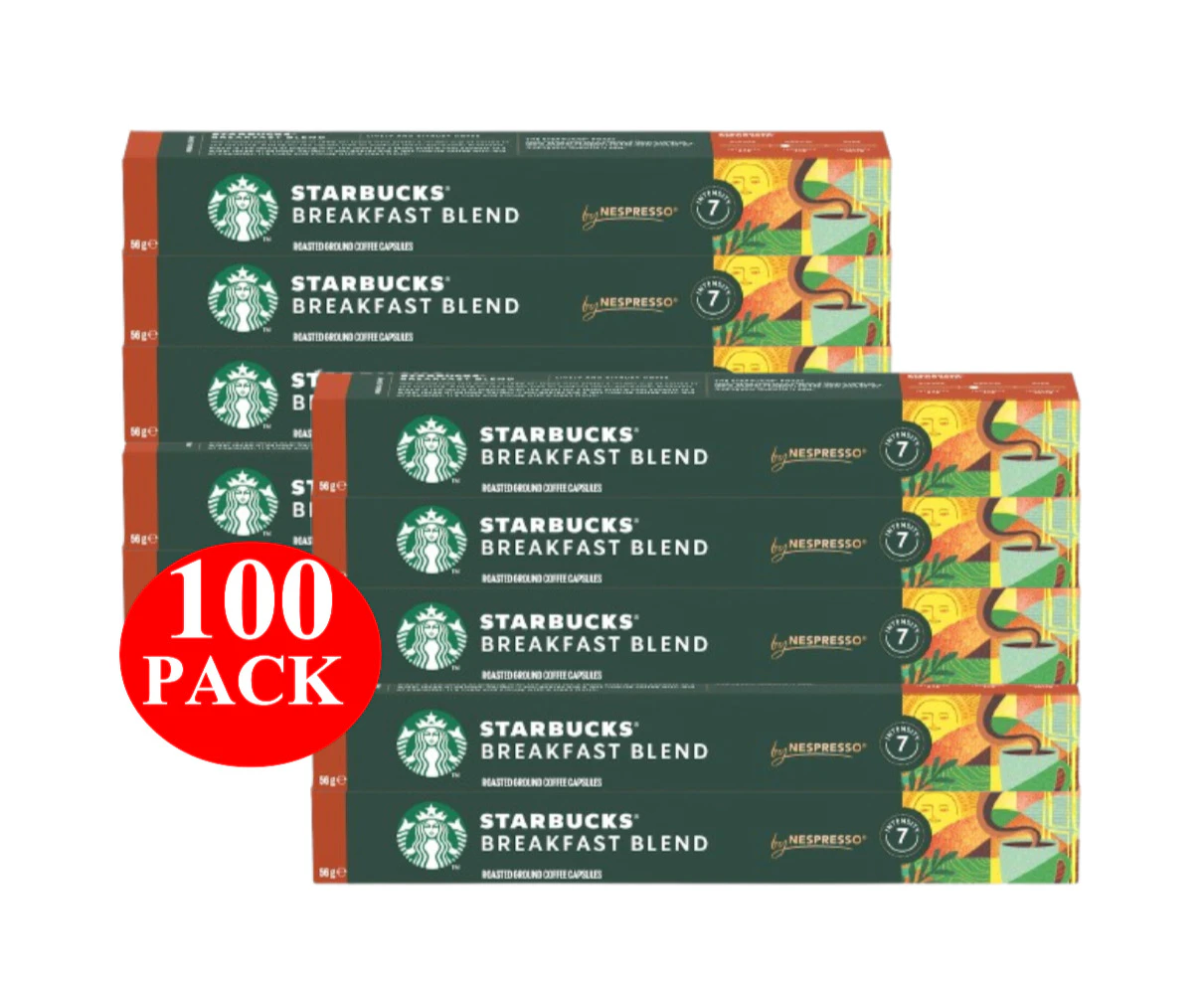 Starbucks By Nespresso Breakfast Blend Coffee Pods Capsules 100 Pack